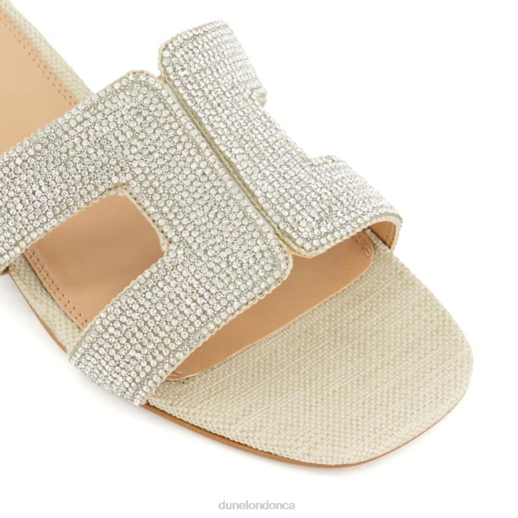 Dune London Loupe Women Diamante Flat Sliders Silver 2Z0DB430