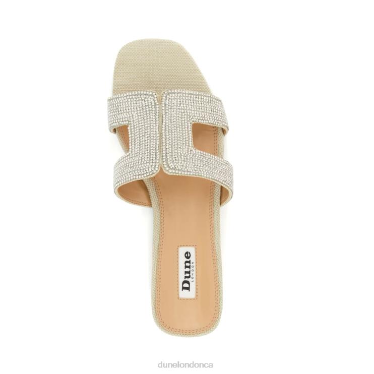 Dune London Loupe Women Diamante Flat Sliders Silver 2Z0DB430