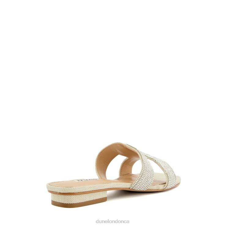 Dune London Loupe Women Diamante Flat Sliders Silver 2Z0DB430
