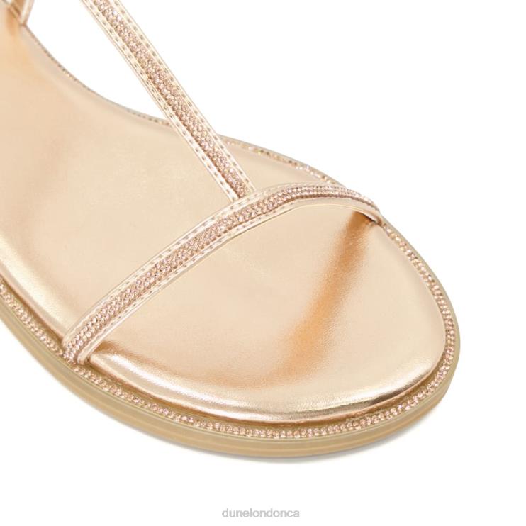 Dune London Narrate Women Diamante Flat T-Bar Sandals Rose Gold 2Z0DB466