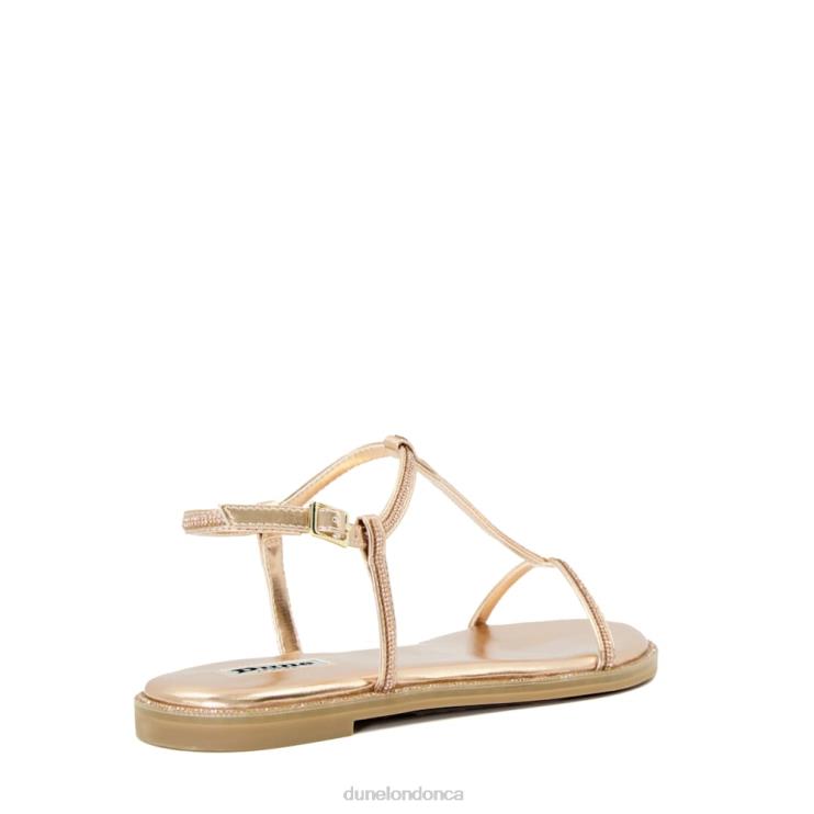 Dune London Narrate Women Diamante Flat T-Bar Sandals Rose Gold 2Z0DB466