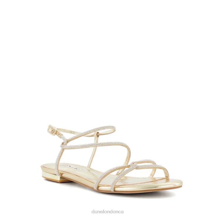 Dune London Nightly Women Wide Fit Diamante-T-Bar Sandals Champagne 2Z0DB48