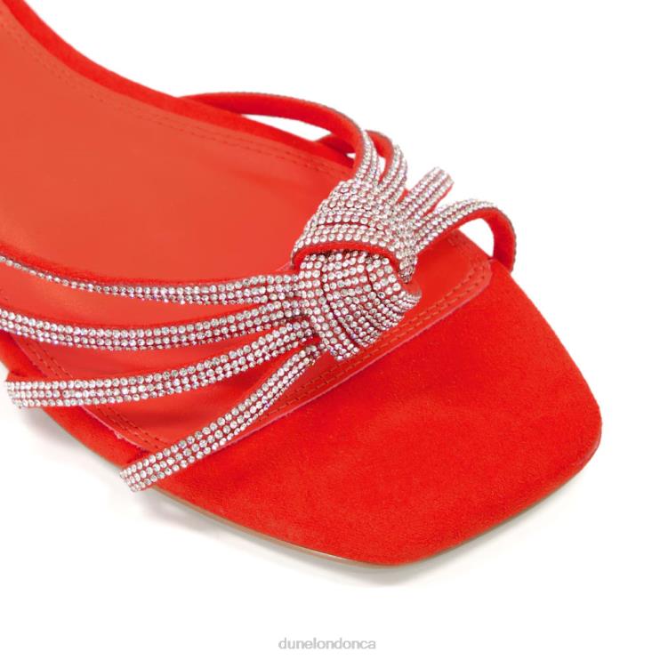 Dune London Nya Women Diamante-Knot Flat Sandals Orange 2Z0DB462