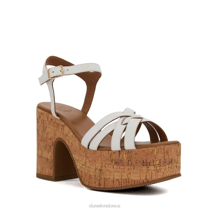 Dune London Jai Women Cork-Platform Leather Sandals White 2Z0DB39