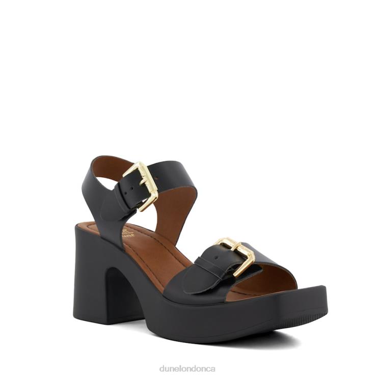 Dune London Jenies Women Leather Platform Sandals Black 2Z0DB453