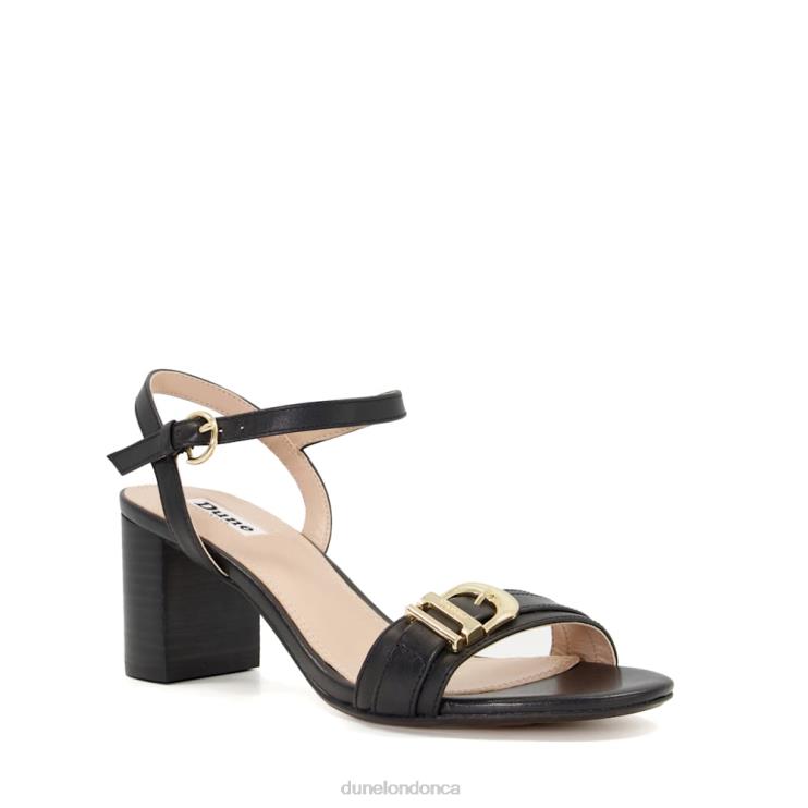Dune London Jessie Women Buckle-Strap Block-Heel Sandals Black 2Z0DB478