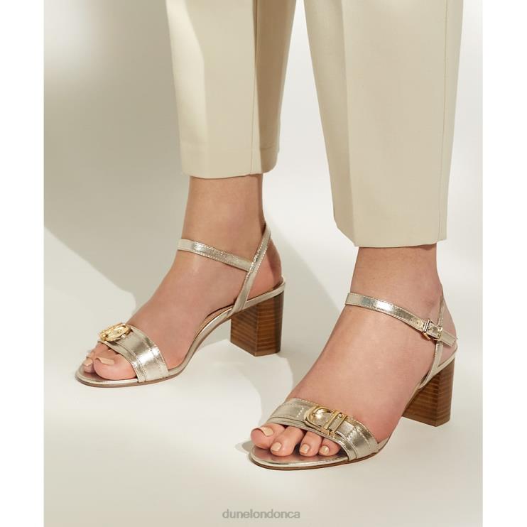 Dune London Jessie Women Buckle-Strap Block-Heel Sandals Gold 2Z0DB192