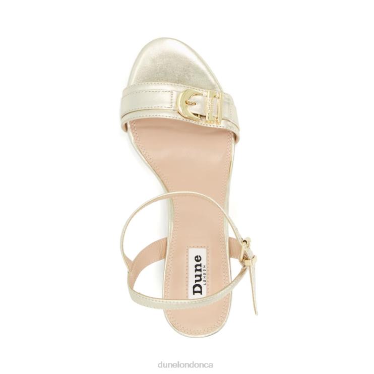 Dune London Jessie Women Buckle-Strap Block-Heel Sandals Gold 2Z0DB192