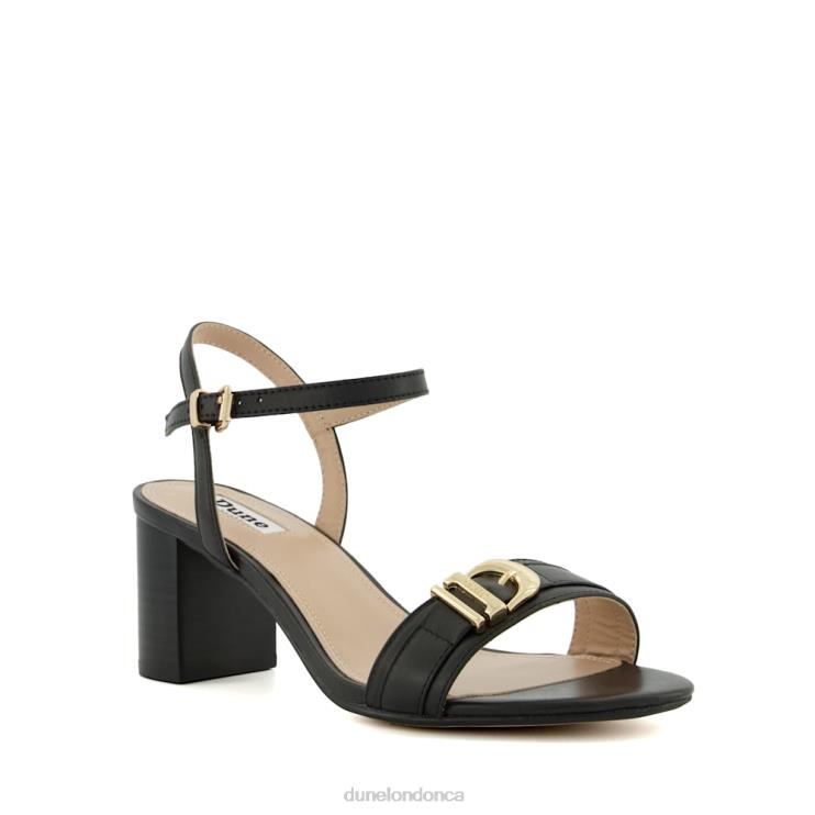 Dune London Jessie Women Wide Fit Branded-Buckle Heeled Sandals Black 2Z0DB196