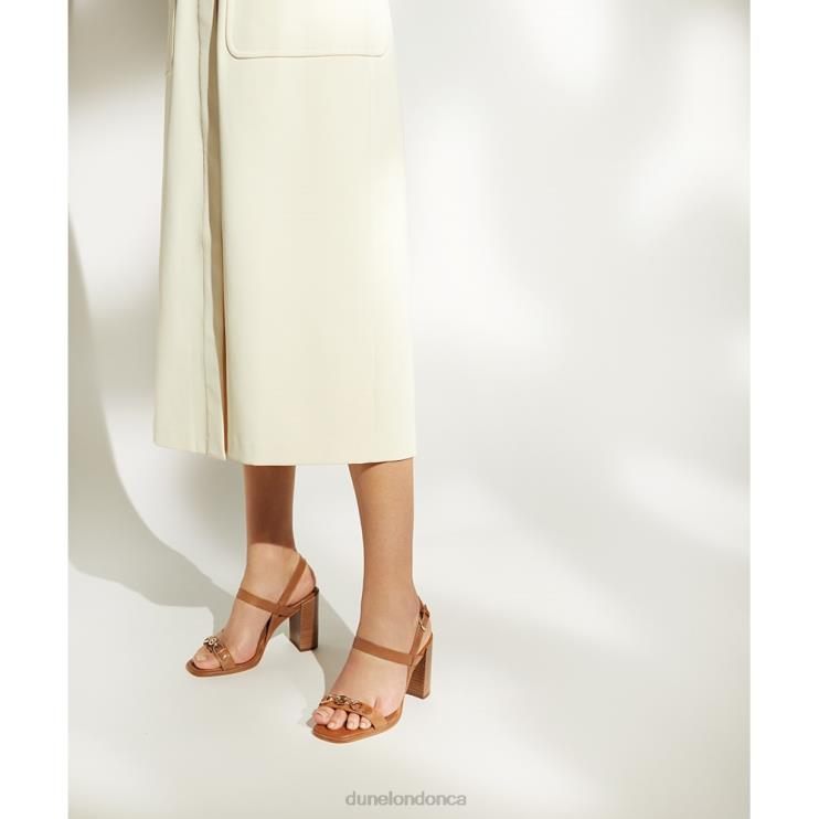Dune London Junior Women Block Heeled Sandal Tan 2Z0DB561