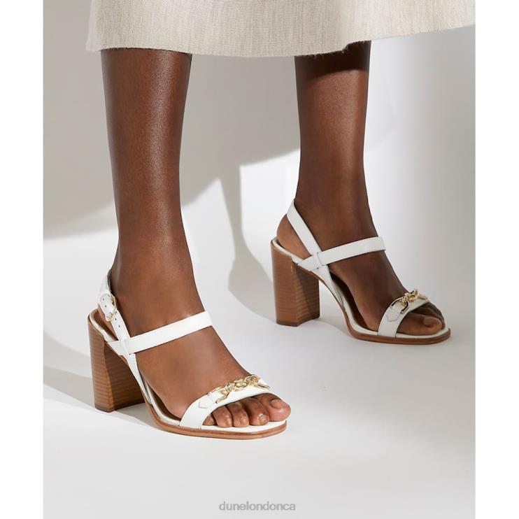 Dune London Junior Women Block Heeled Sandal White 2Z0DB329