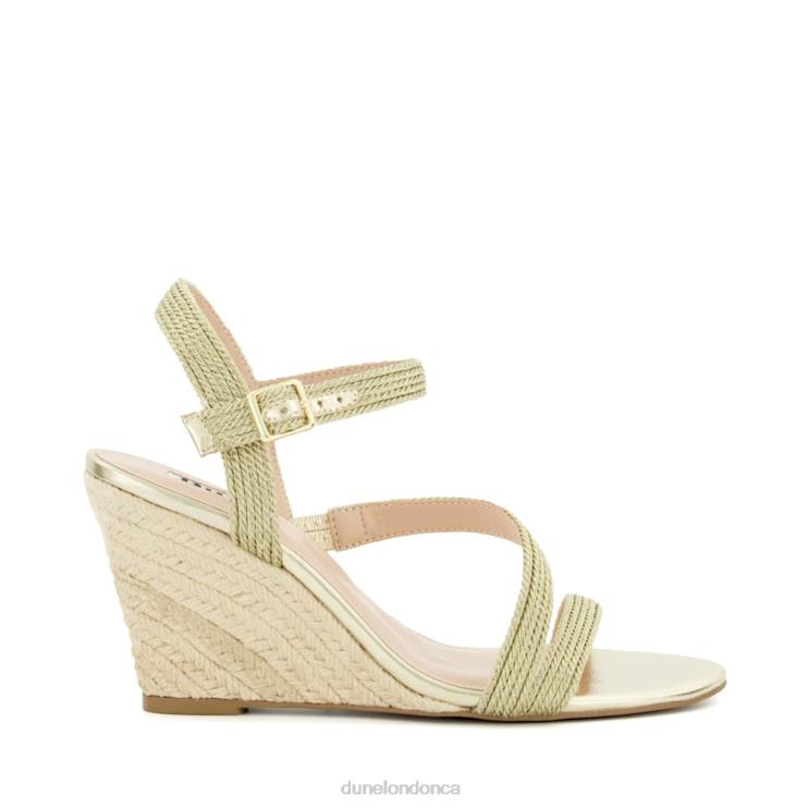 Dune London Kaia Women Strappy Woven-Wedge Sandals Gold 2Z0DB464