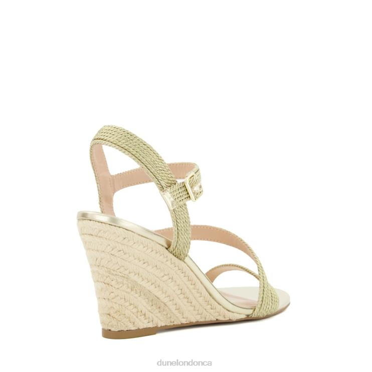 Dune London Kaia Women Strappy Woven-Wedge Sandals Gold 2Z0DB464