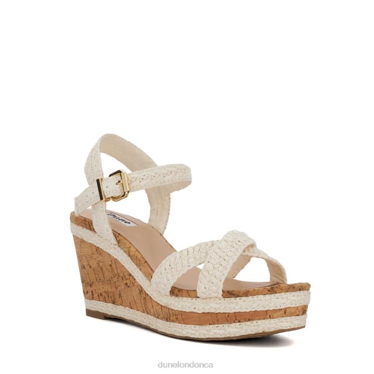Dune London Kelisa Women Braided-Cross-Strap Cork-Wedge Sandals White 2Z0DB452