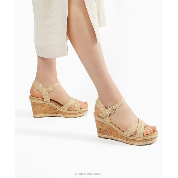 Dune London Kelisa Women Wide Fit Woven-Strap Wedge Sandals Beige 2Z0DB572