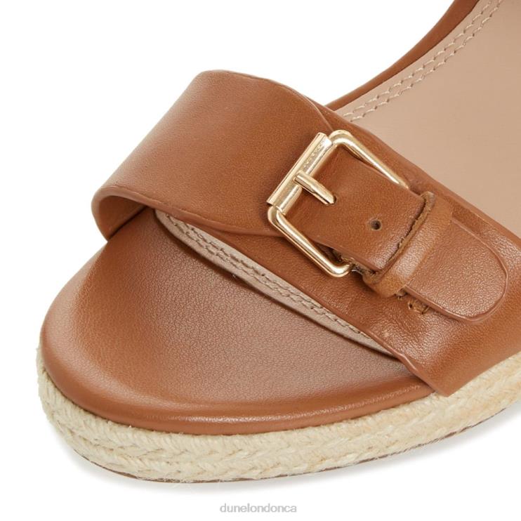 Dune London Kendyl Women Leather Wedge Sandals Tan 2Z0DB665