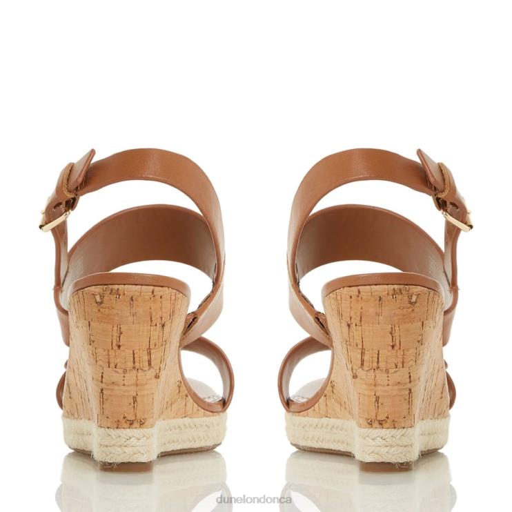 Dune London Kendyl Women Leather Wedge Sandals Tan 2Z0DB665