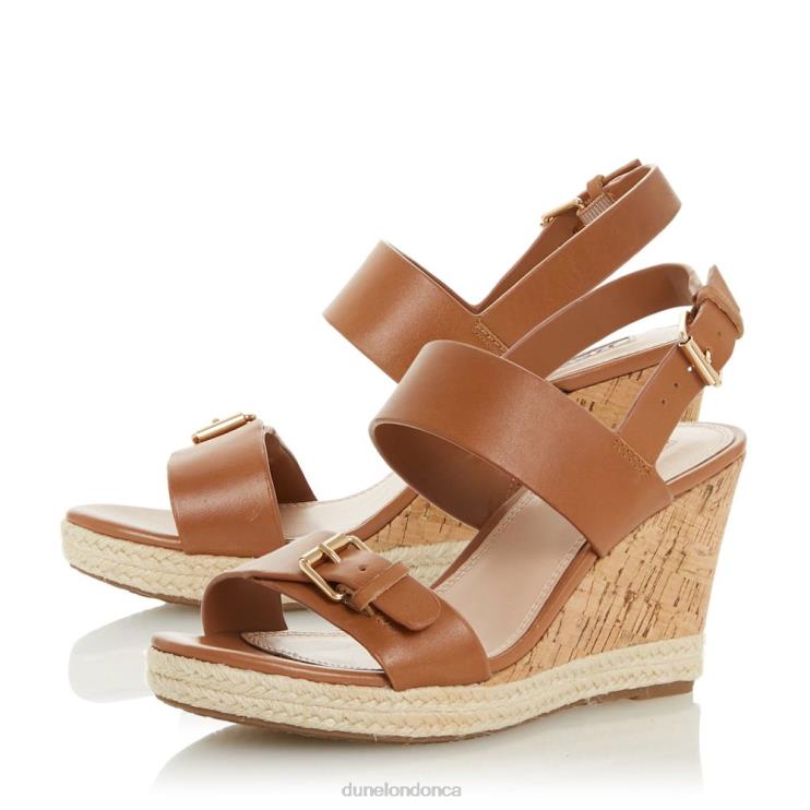 Dune London Kendyl Women Leather Wedge Sandals Tan 2Z0DB665