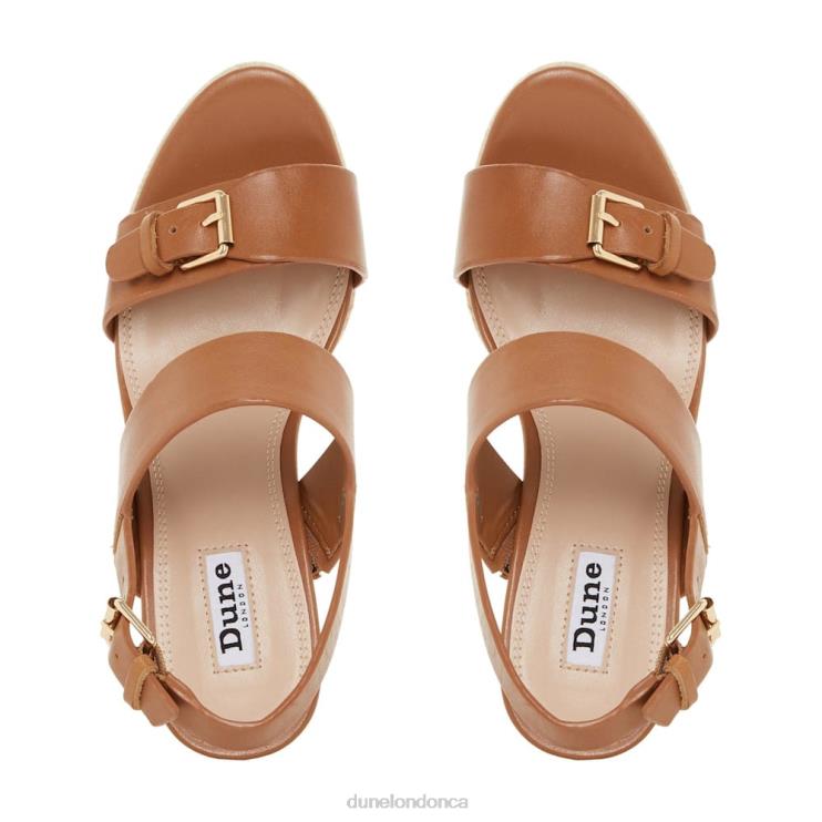 Dune London Kendyl Women Leather Wedge Sandals Tan 2Z0DB665