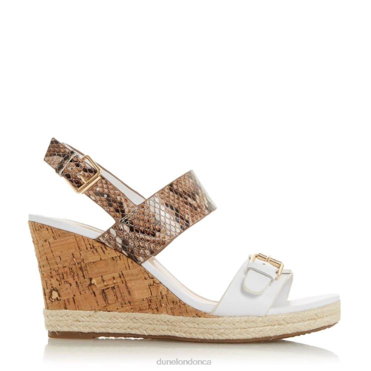 Dune London Kendyl Women Leather Wedge Sandals White 2Z0DB651