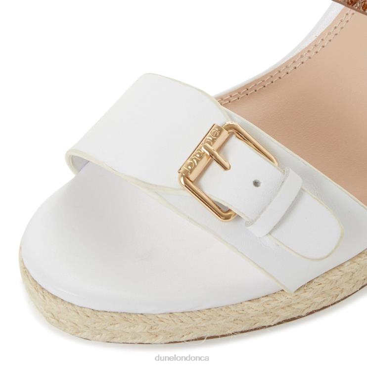 Dune London Kendyl Women Leather Wedge Sandals White 2Z0DB651
