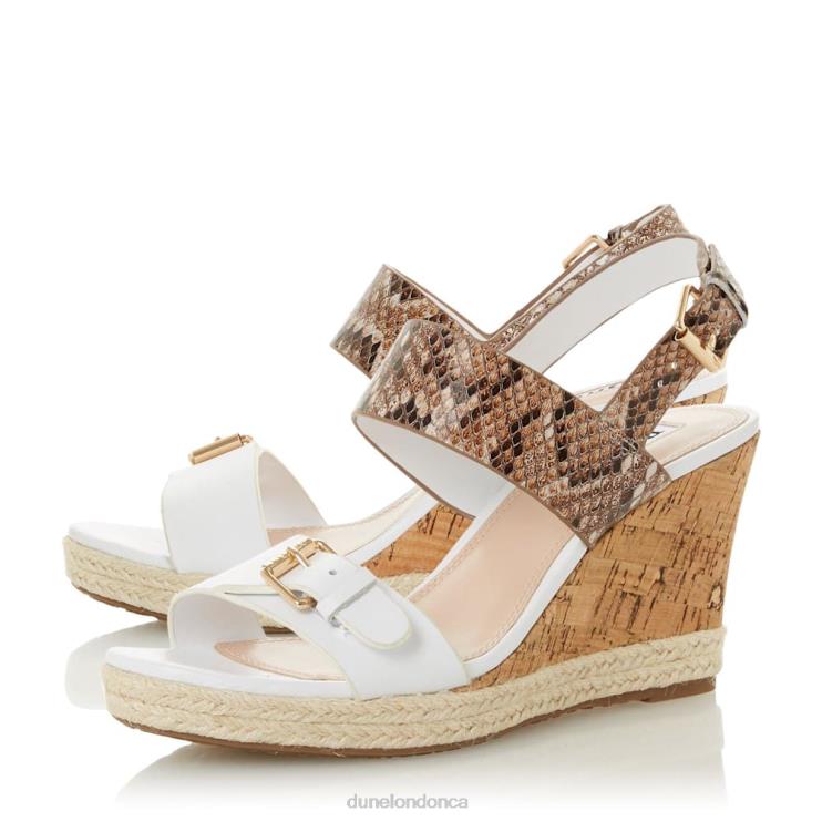 Dune London Kendyl Women Leather Wedge Sandals White 2Z0DB651