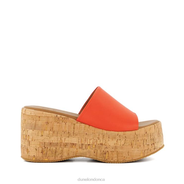 Dune London Kion Women Cork-Flatform Leather Sandals Orange 2Z0DB37