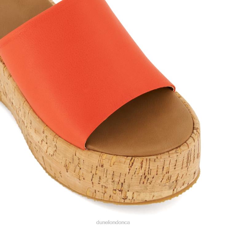 Dune London Kion Women Cork-Flatform Leather Sandals Orange 2Z0DB37