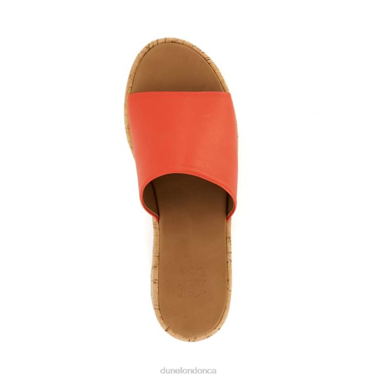 Dune London Kion Women Cork-Flatform Leather Sandals Orange 2Z0DB37