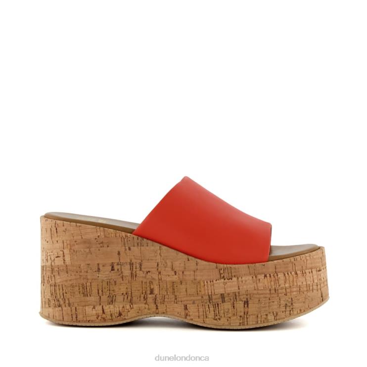 Dune London Kion Women Cork-Flatform Leather Sandals Orange 2Z0DB37