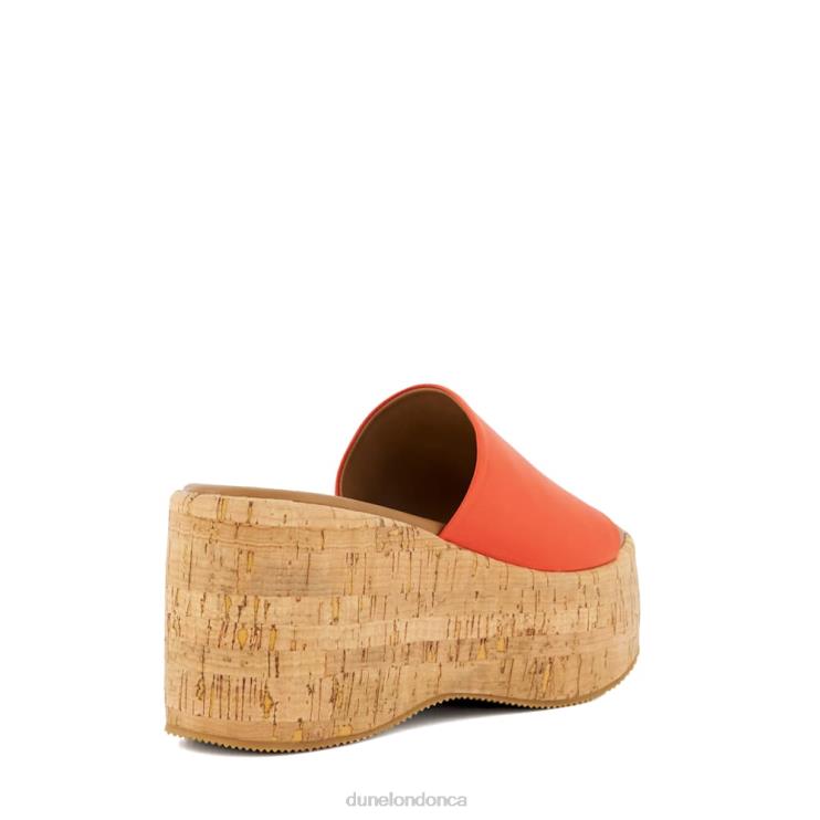 Dune London Kion Women Cork-Flatform Leather Sandals Orange 2Z0DB37