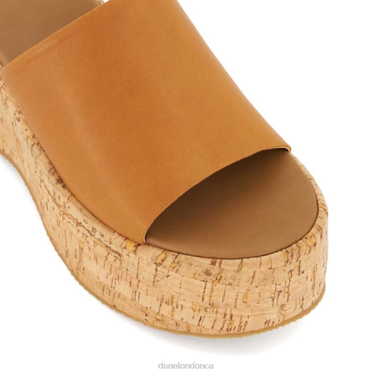 Dune London Kion Women Cork-Flatform Leather Sandals Tan 2Z0DB38