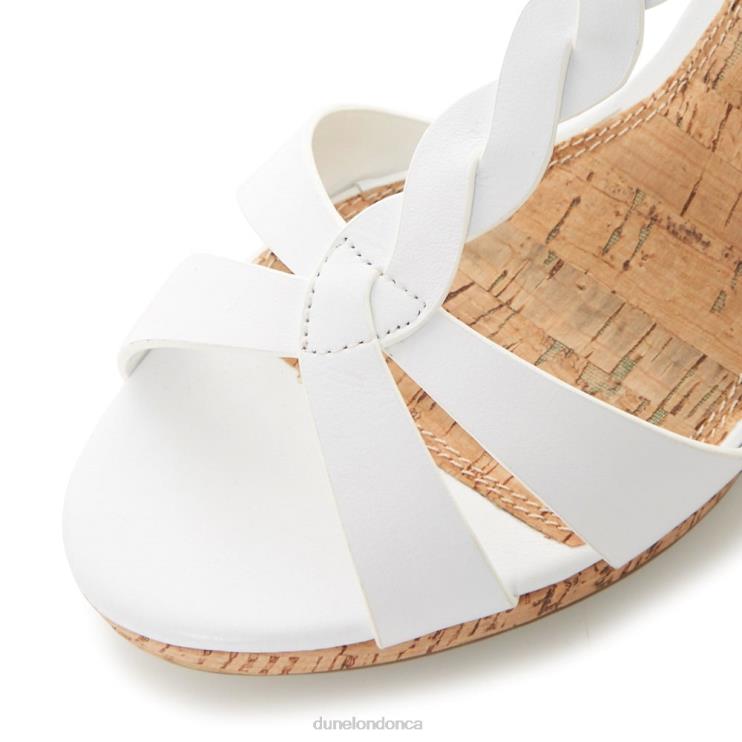 Dune London Koala Women Plait T-Bar Strap Cork Wedge Heel White 2Z0DB515