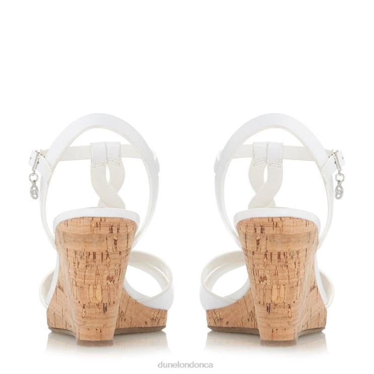 Dune London Koala Women Plait T-Bar Strap Cork Wedge Heel White 2Z0DB515