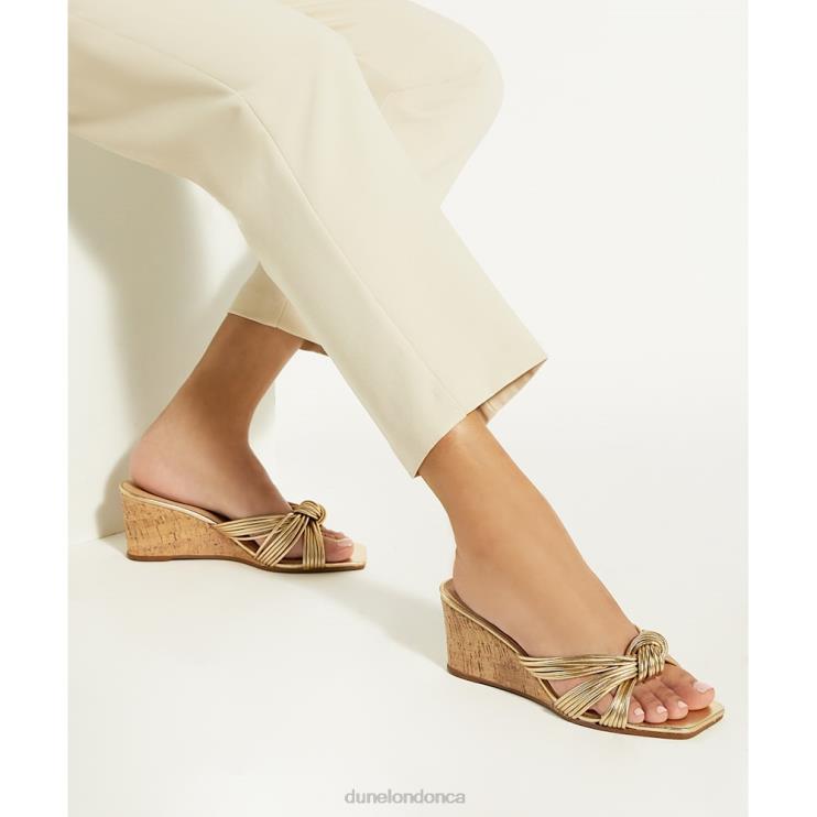 Dune London Kope Women Knot-Detail Cork Wedge Mules Gold 2Z0DB450