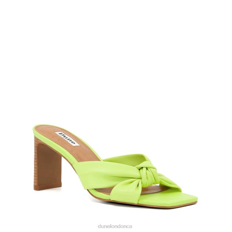 Dune London Maize Women Knot-Detail Leather Open-Toe Mules Lime Green 2Z0DB69