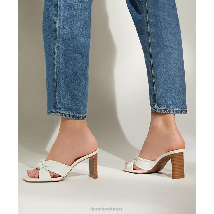 Dune London Maize Women Knot-Detail Leather Open-Toe Mules White 2Z0DB480