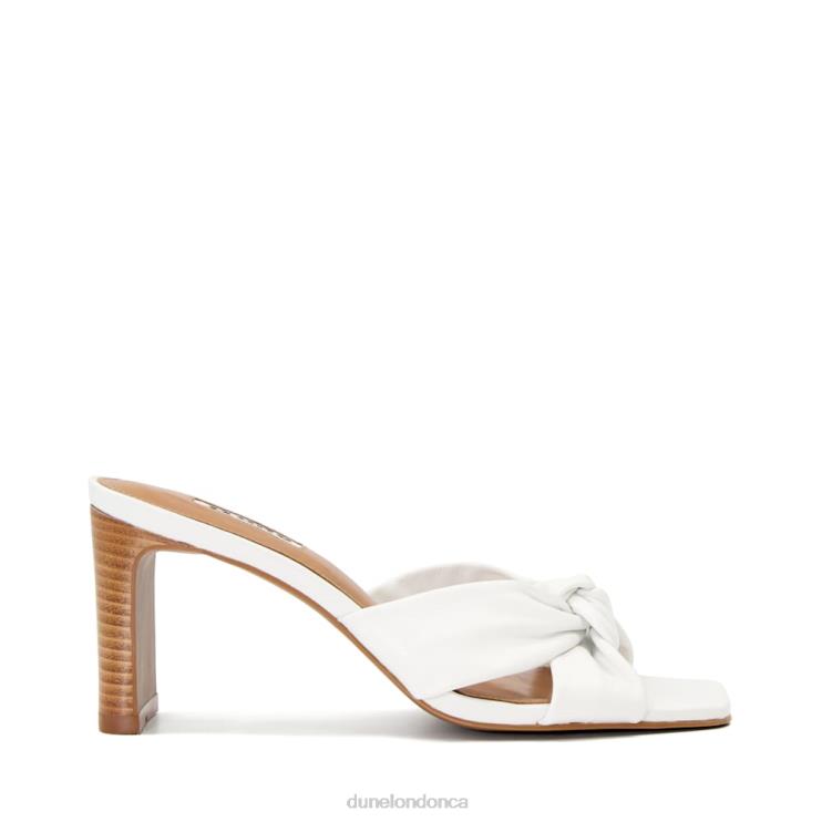 Dune London Maize Women Knot-Detail Leather Open-Toe Mules White 2Z0DB480