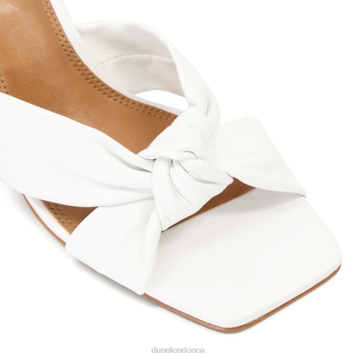 Dune London Maize Women Knot-Detail Leather Open-Toe Mules White 2Z0DB480