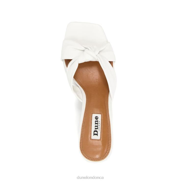 Dune London Maize Women Knot-Detail Leather Open-Toe Mules White 2Z0DB480