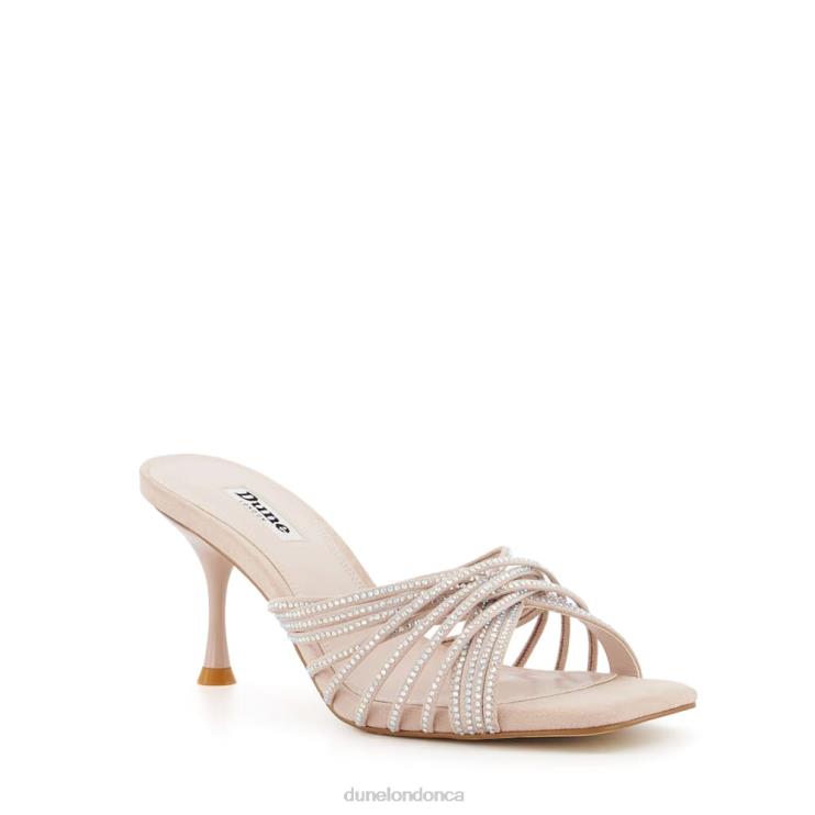 Dune London Marquee Women Diamante Cross-Strap Stiletto Mules Nude 2Z0DB64