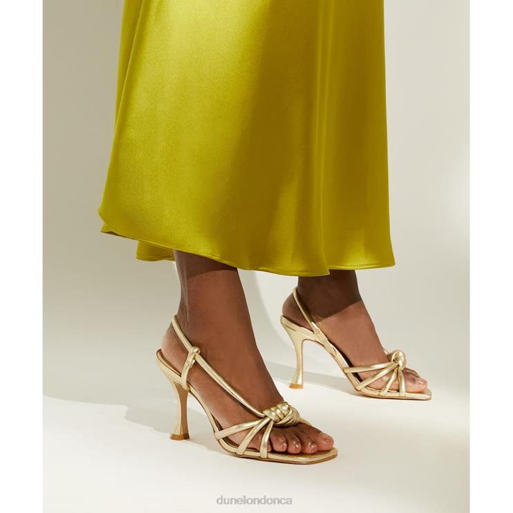 Dune London Mavelle Women Knot-Detail Heeled Slingback Sandals Champagne 2Z0DB588