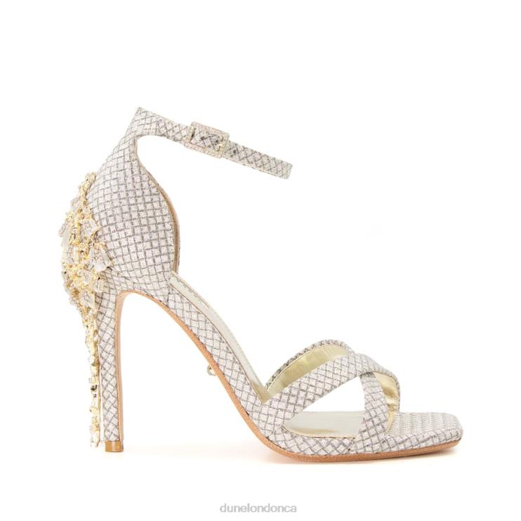 Dune London Mayfair Women Diamante-Heel Sandals Pewter 2Z0DB494