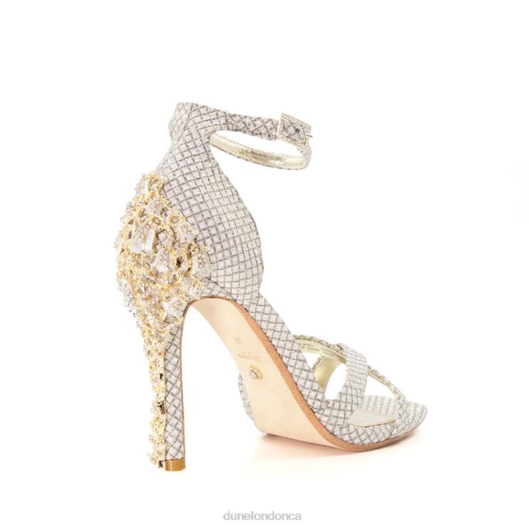Dune London Mayfair Women Diamante-Heel Sandals Pewter 2Z0DB494