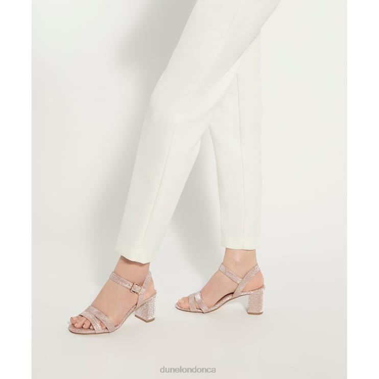Dune London Merisa Women Wide-Fit Mid-Block-Heel Sandals Rose Gold 2Z0DB476