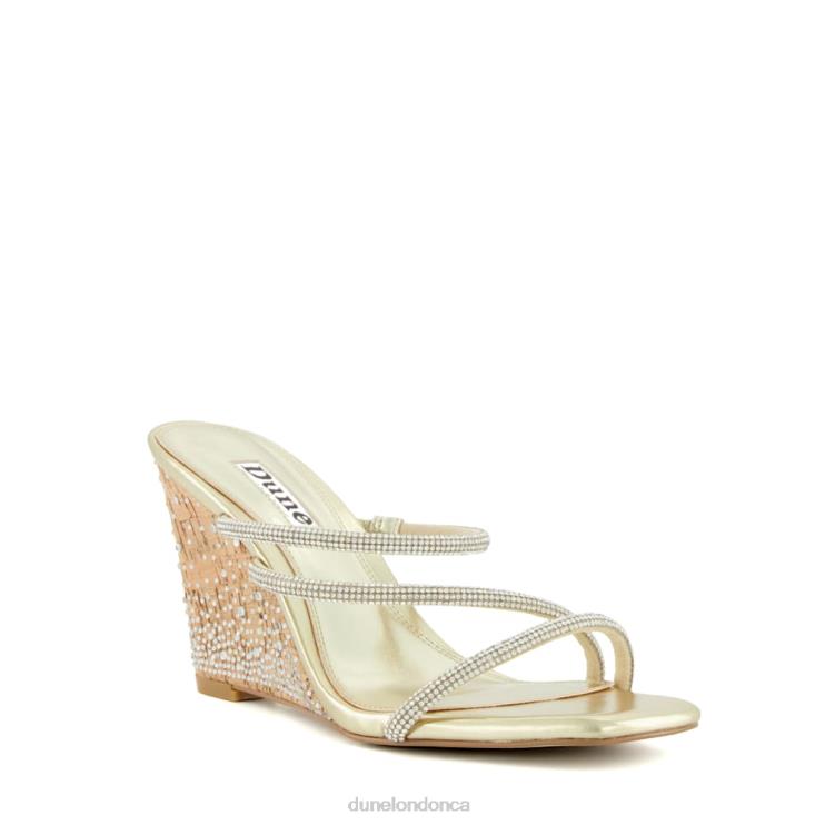 Dune London Miri Women Diamante Cork Wedge Sandals Gold 2Z0DB49