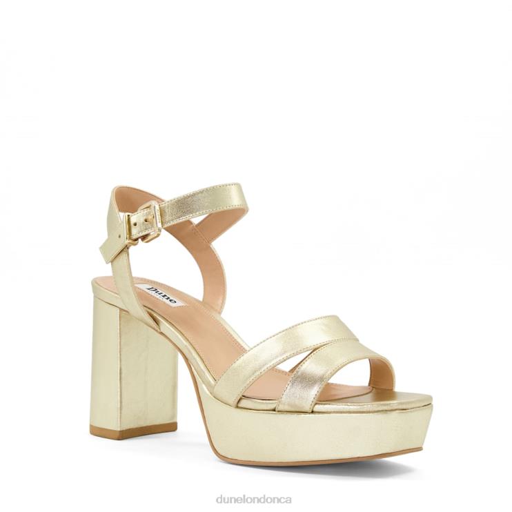 Dune London Molten Women Metallic-Leather Platform Sandals Gold 2Z0DB278