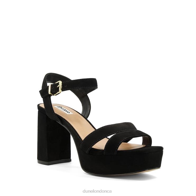 Dune London Molten Women Suede Mid-Platform Sandals Black 2Z0DB277