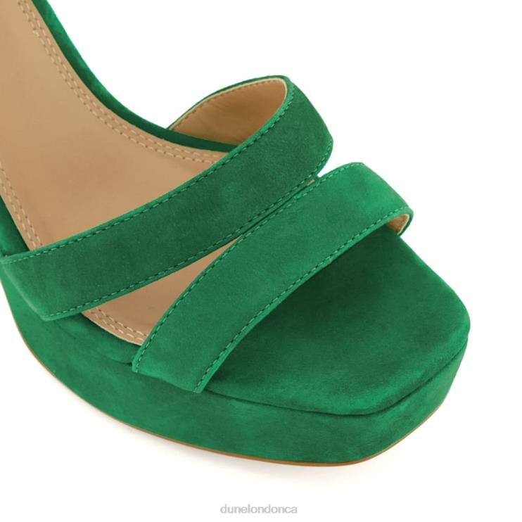 Dune London Molten Women Suede Mid-Platform Sandals Green 2Z0DB545