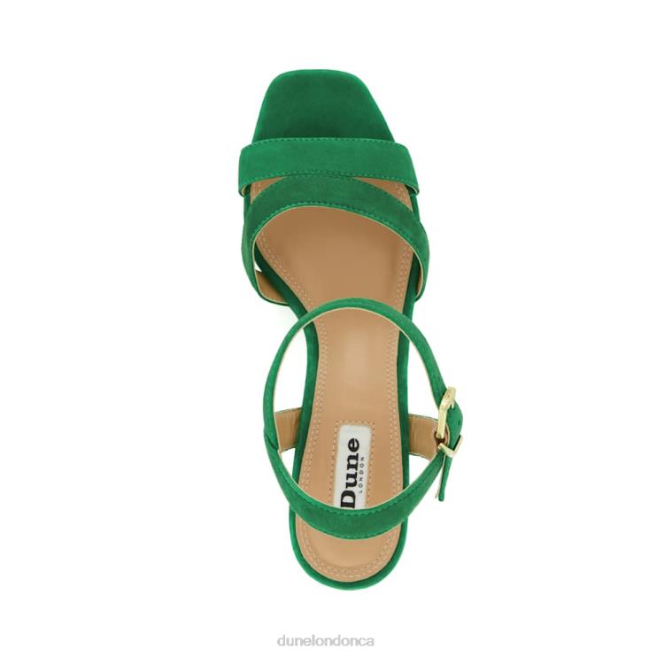 Dune London Molten Women Suede Mid-Platform Sandals Green 2Z0DB545